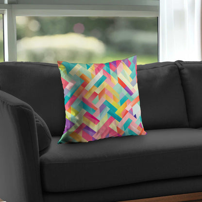 Coussin décoratif en sergé de polyester à rayures harmonieuses | Accessoire de décoration intérieure