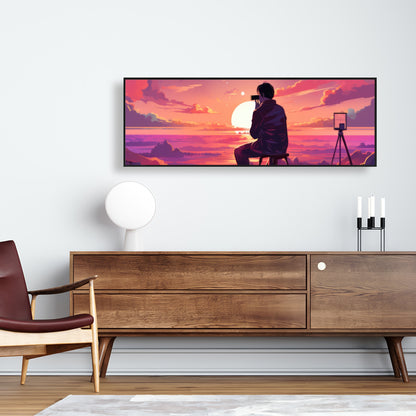 The Observer - Blue Framed Canvas Art for Home Decor