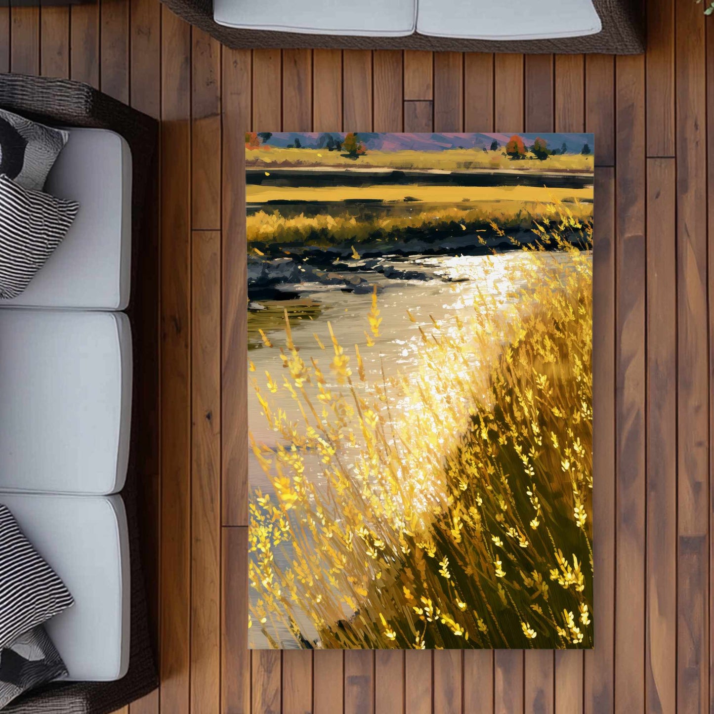 Tapis d'extérieur lumineux Golden Stream | Accessoire de décoration intérieure