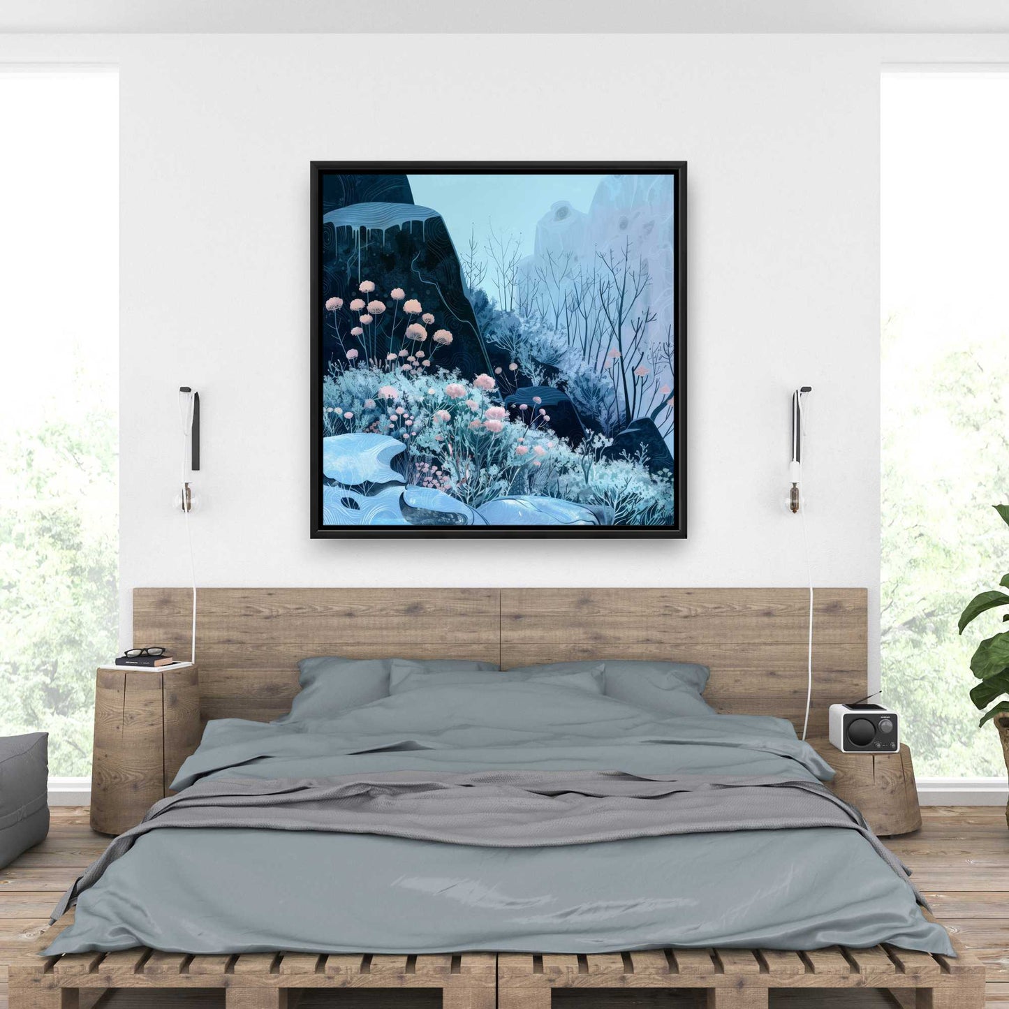 Annual freeze - Beige framed canvas for elegant home decor
