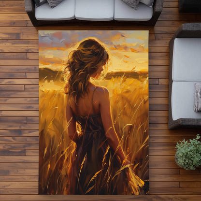 Warm Field Yellow Outdoor Area Rug for Home Decor - Stylish