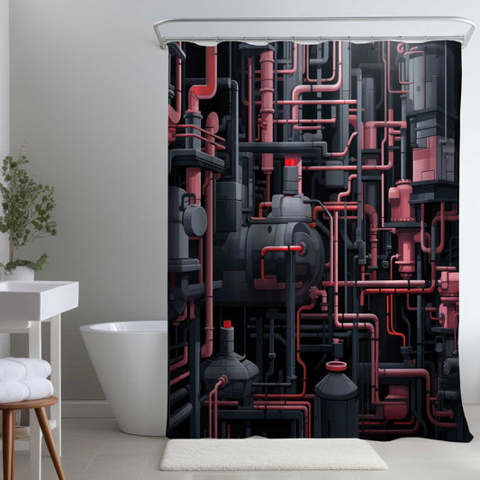 Rideau de douche Dark Pipes | Décoration d'intérieur élégante
