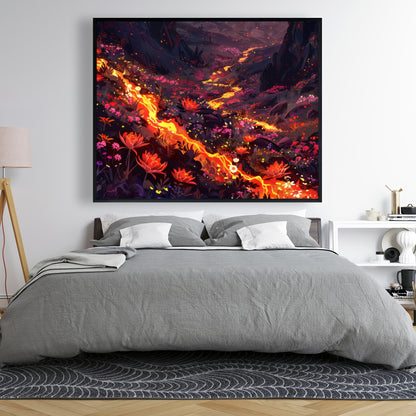 Bloom and eruption - 36"x36" Framed canvas