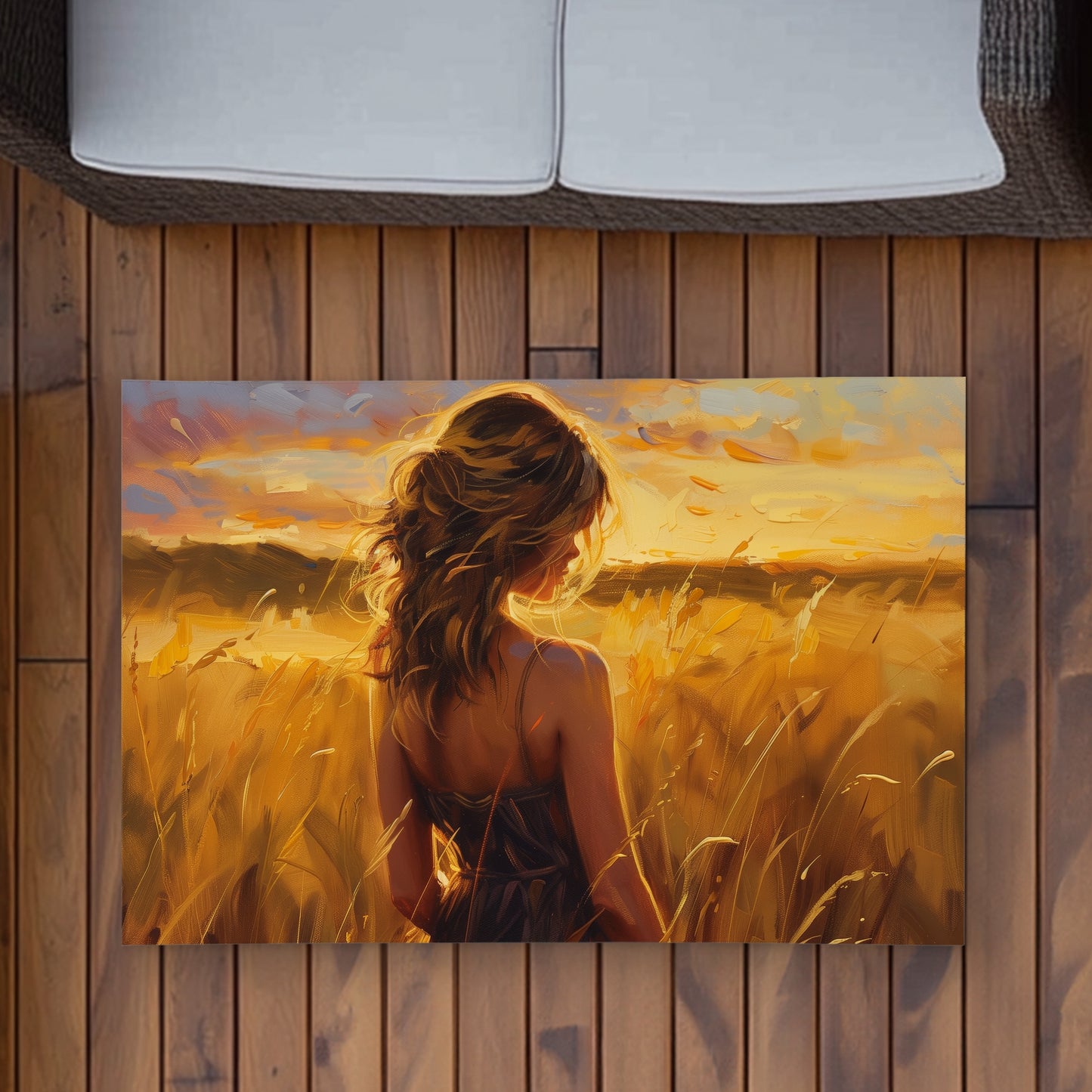 Warm Field Yellow Outdoor Area Rug for Home Decor - Stylish