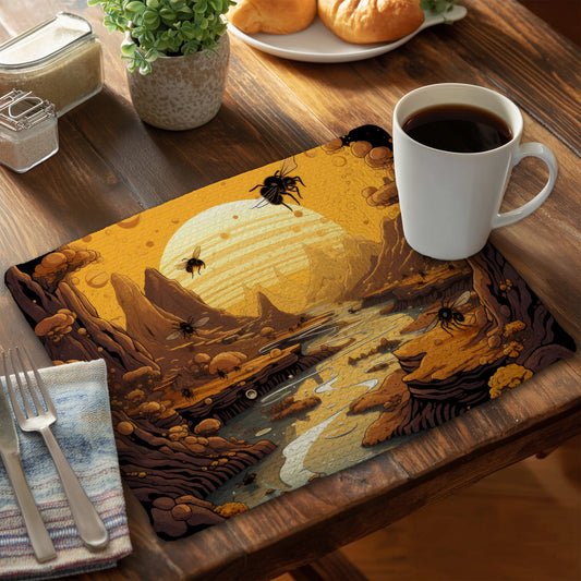Hive Mind Yellow Braided Polyester Placemat | Home Decor