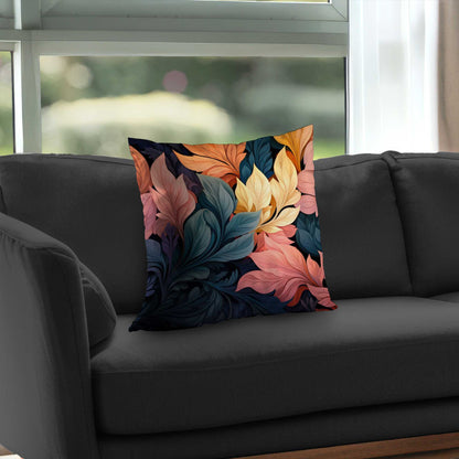 Coussin décoratif en sergé de polyester gris pastel fleuri | Décoration