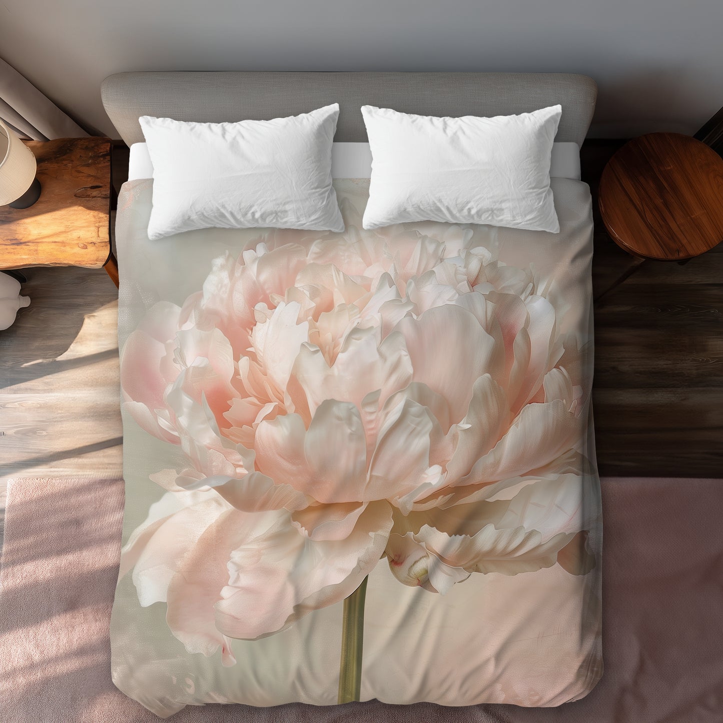 Housse de couette pivoine | Parure de lit florale élégante pour la maison