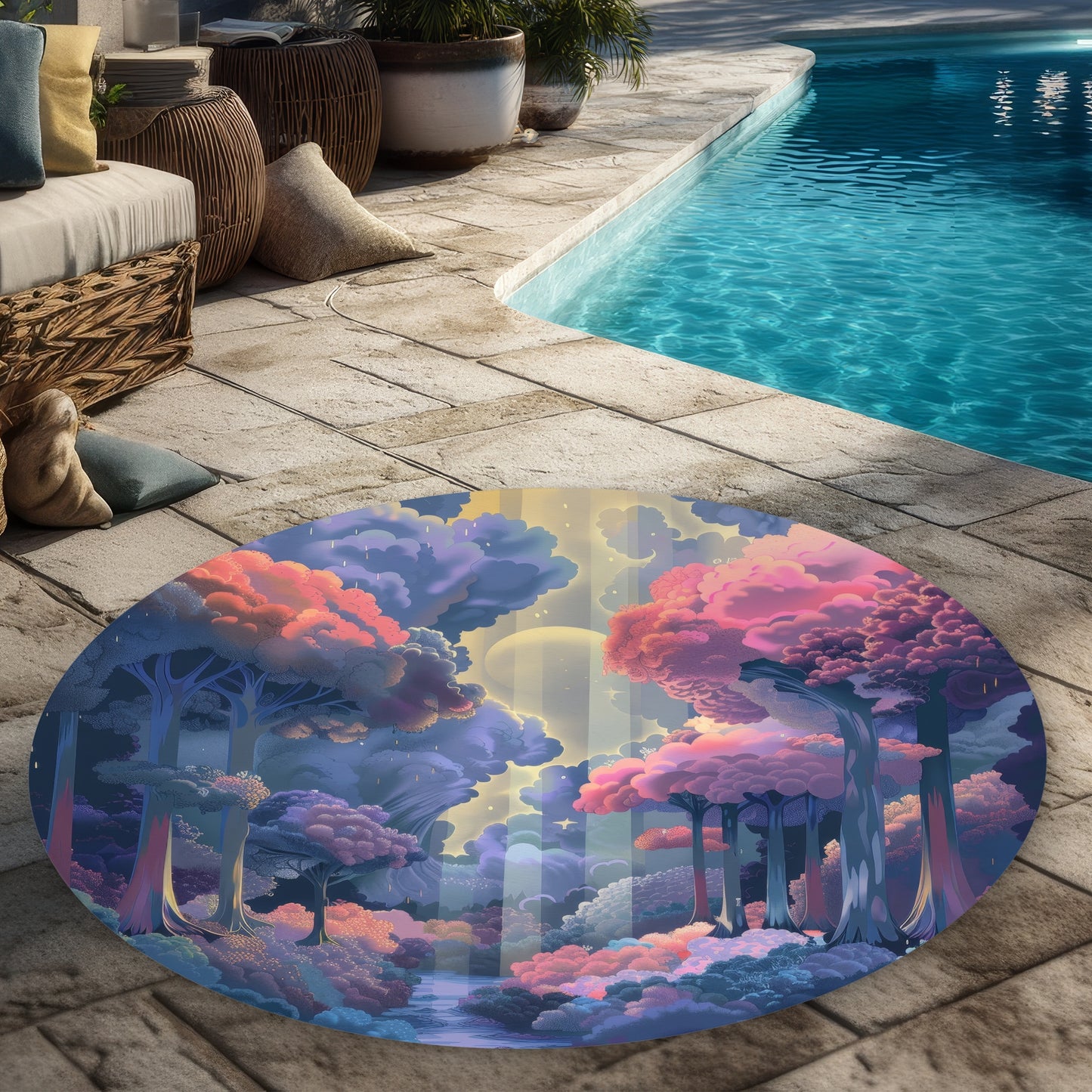 Beams Pink Round Outdoor Area Rug | Stylish Home Decor