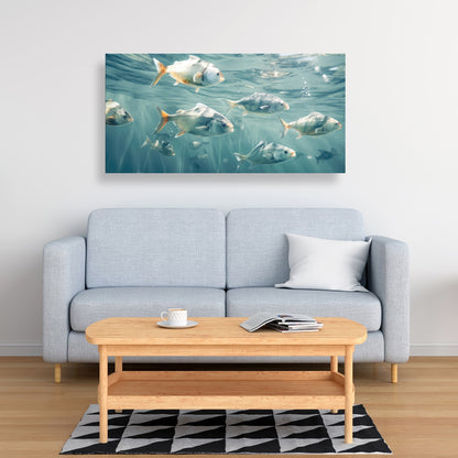 Swimming Peacefully - White Canvas Home Decor | Tranquil Art