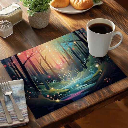 Magical Forest Beige Polyester Placemat - Home Decor Accent
