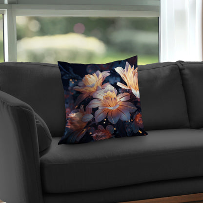 Pixie Flowers White Poly Twill Throw Pillow - Home Decor Insert
