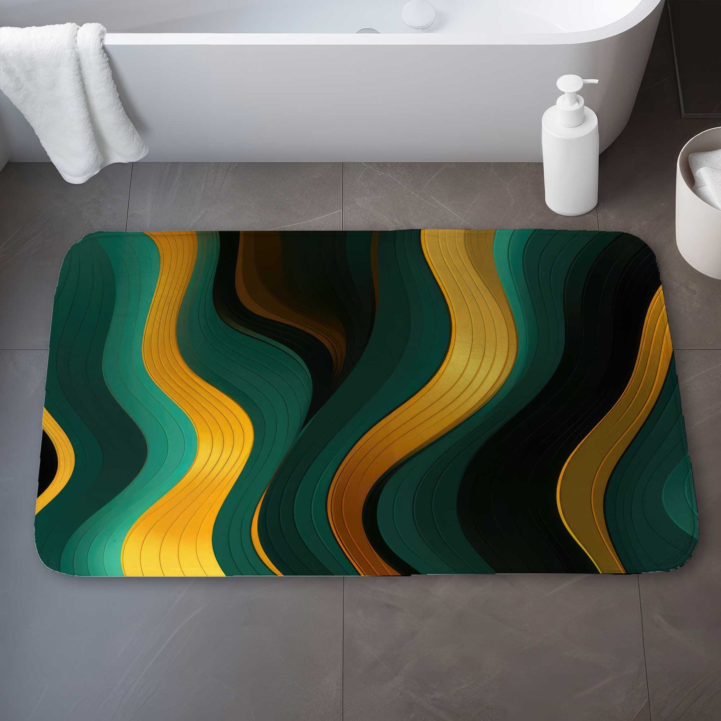 Golden Harmony Bath Mat | Stylish Home Decor Rug