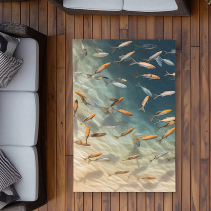 Away from the sand - Turquoise Outdoor Area Rug for Home Decor