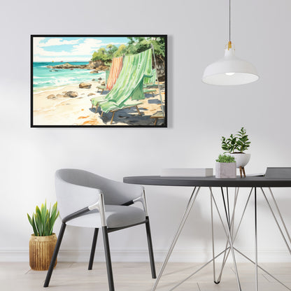 Beach Calm - Beige Framed Canvas for Elegant Home Decor