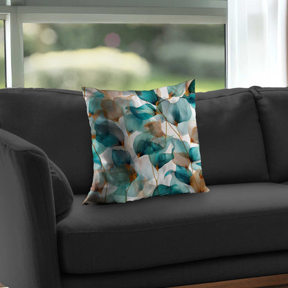 Teal and Brown Poly Twill Throw Pillow | Stylish Home Decor