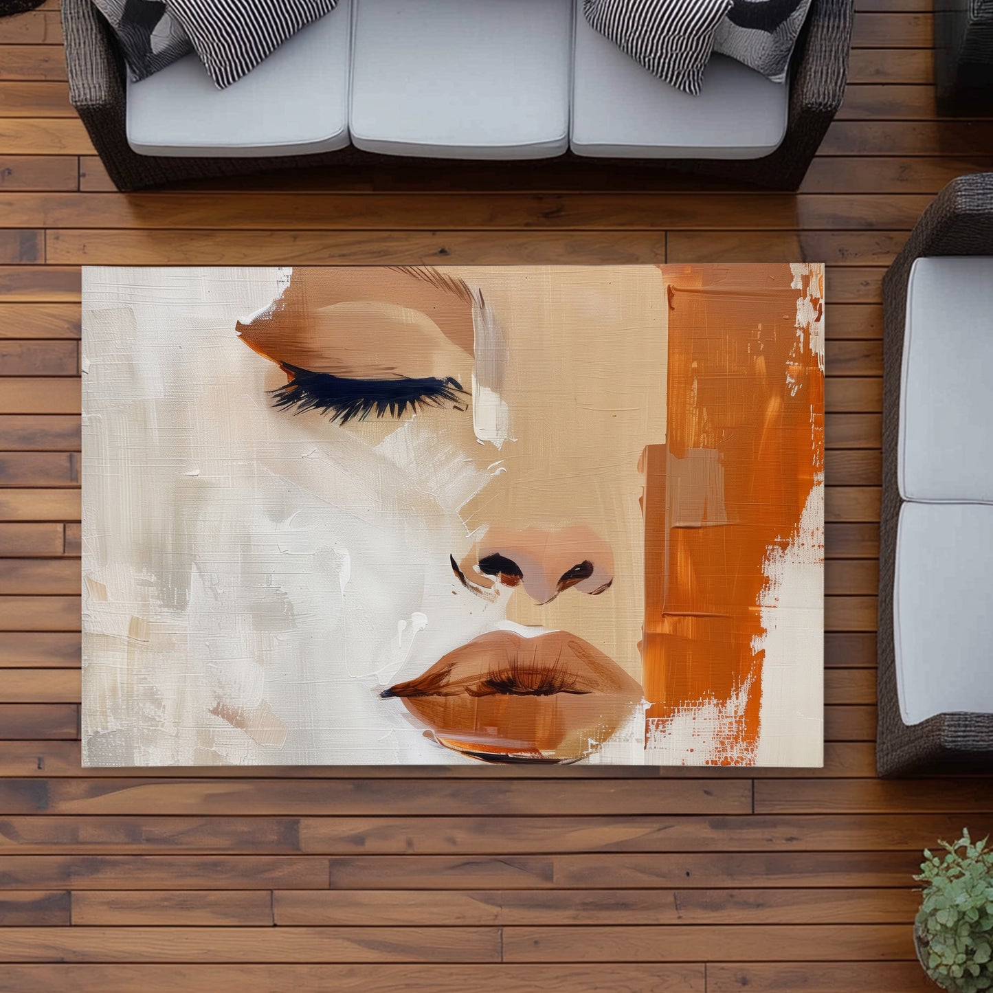 Tapis d'extérieur à moitié couvert | Décoration élégante pour terrasses