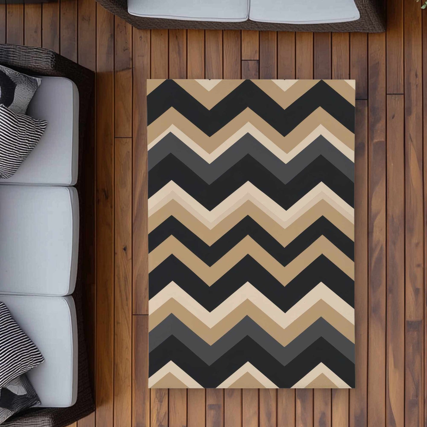 Tapis d'extérieur motif vagues aux tons naturels | Décoration intérieure élégante