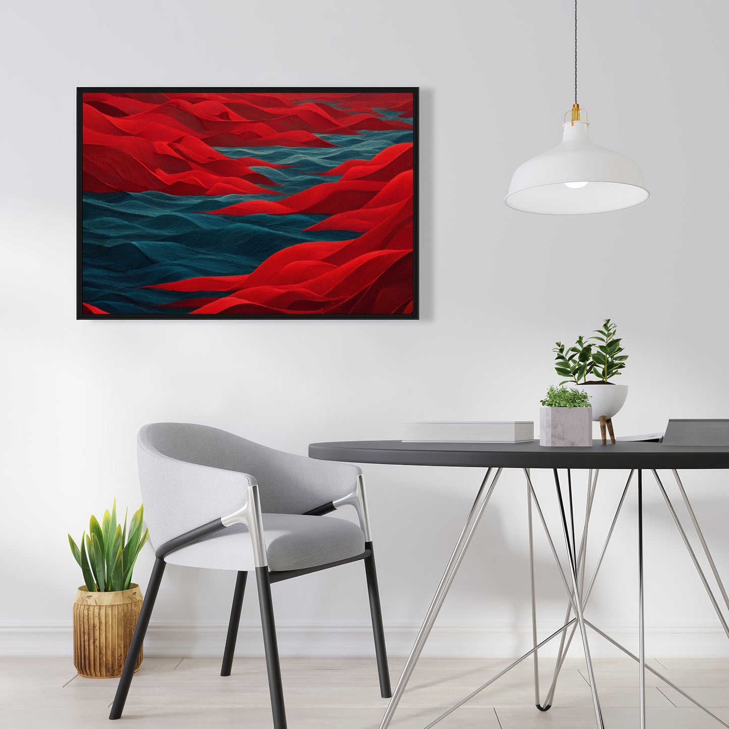 Red Sea - Red Framed Canvas Art for Home Decor