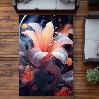 Astral Bloom - Black Outdoor Area Rug for Home Decor