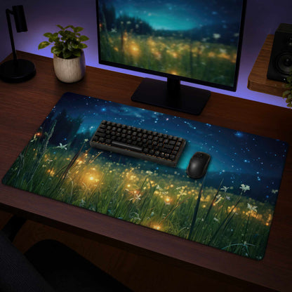 Tapis de bureau jaune « Lucioles la nuit » | Décoration intérieure essentielle