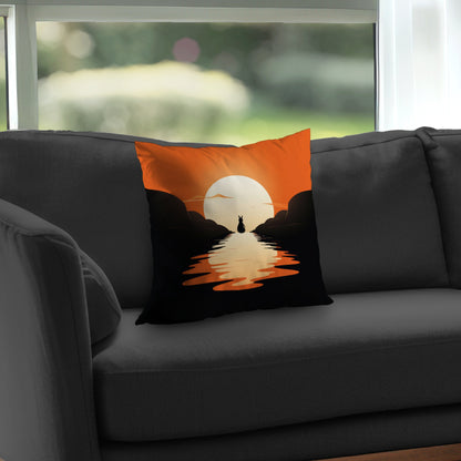 Running Away Black Poly Twill Throw Pillow - Home Decor Insert