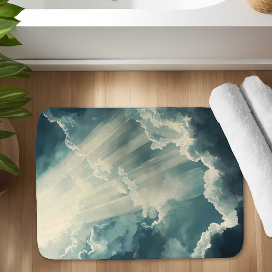 Beam of Light - White Bath Mat for Elegant Home Decor
