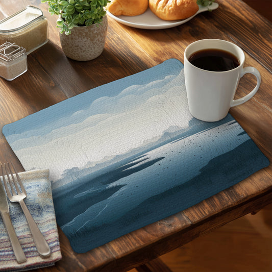 Minimalist Swamp - Blue Braided Polyester Placemat for Home Decor