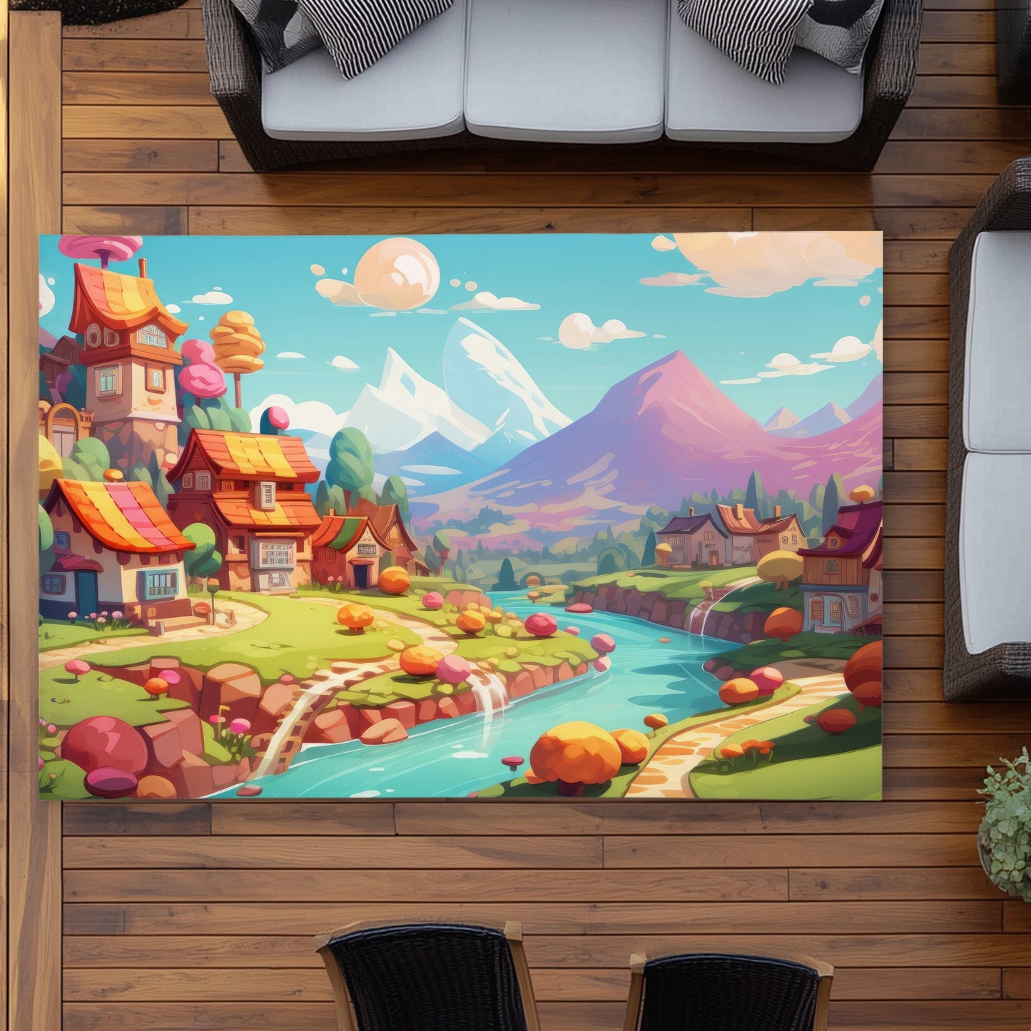 Sweet Town Purple Outdoor Area Rug | Home Decor Essential