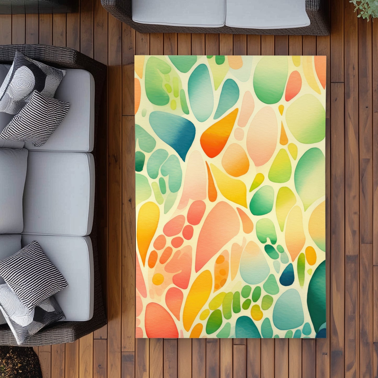 Organic Fruits Turquoise Outdoor Area Rug | Home Decor Essentials