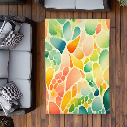 Organic Fruits Turquoise Outdoor Area Rug | Home Decor Essentials