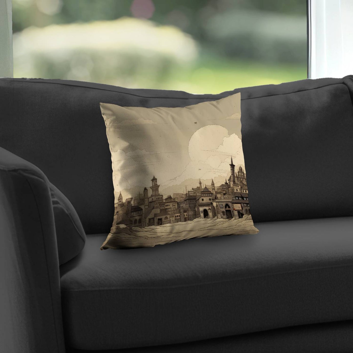 Desert town - Throw pillow - Print on demand