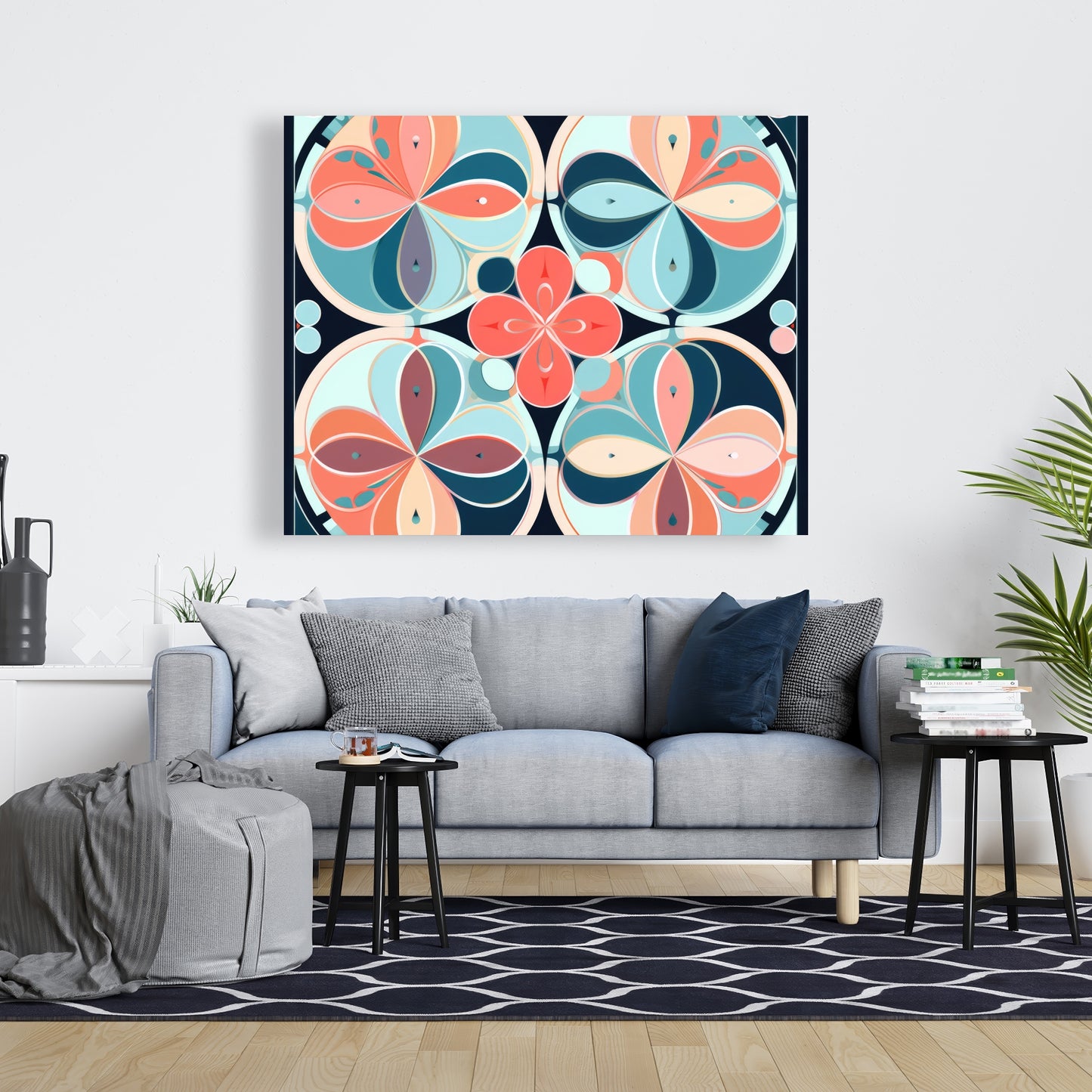 Pastel Mandala - Turquoise Canvas Home Decor Art Piece