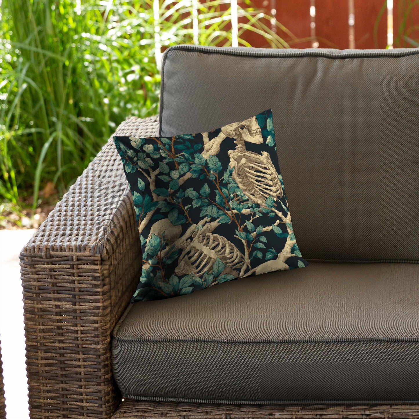 Sticks and Skulls Poly Twill Throw Pillow - Home Decor