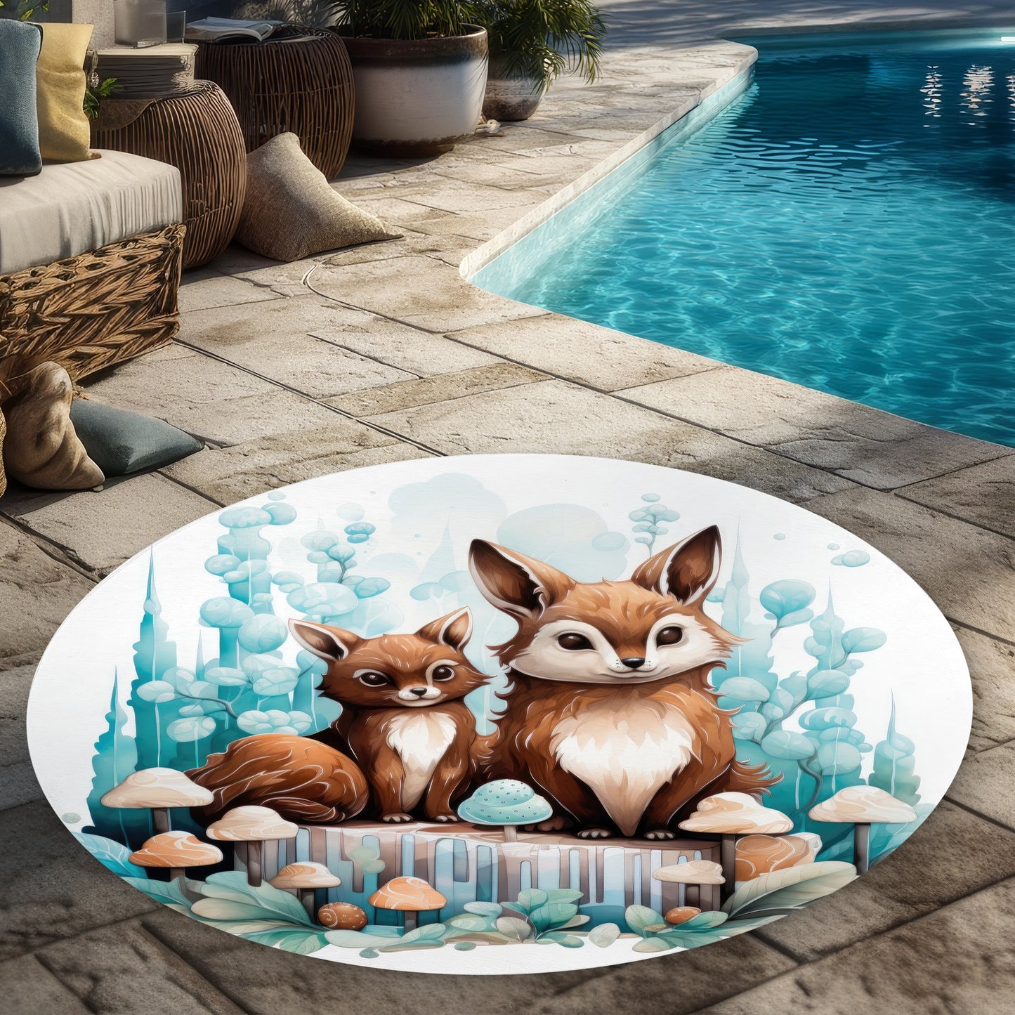 Two pals White Round Outdoor Area Rug | Home Decor Accent