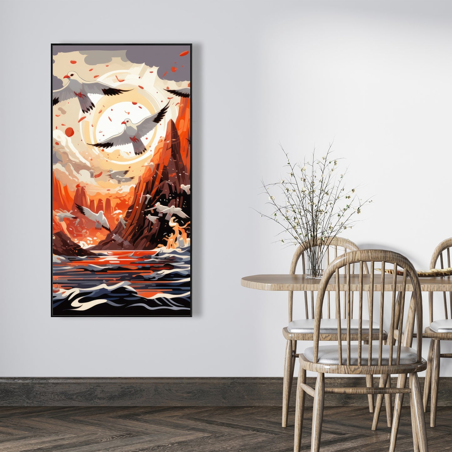 The Escape - Blue Framed Canvas Home Decor Art Piece