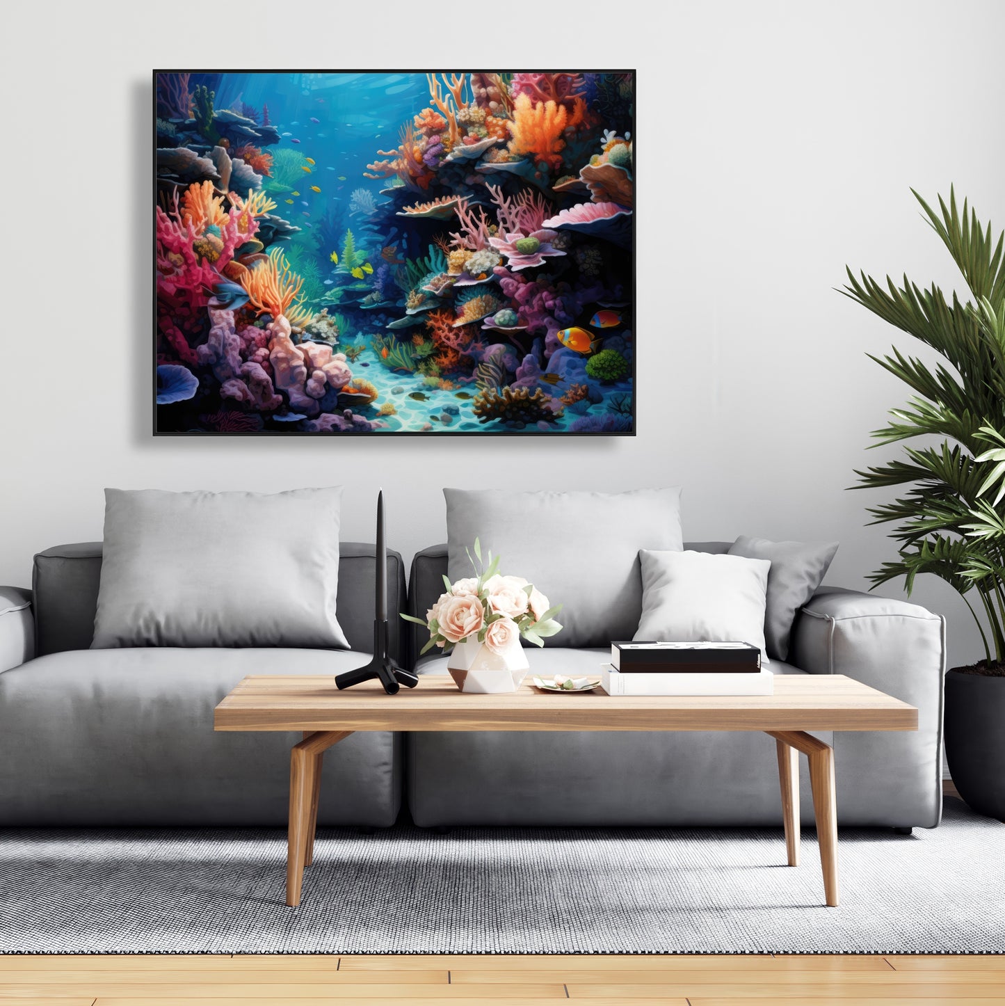 Coral - 36"x36" Framed canvas