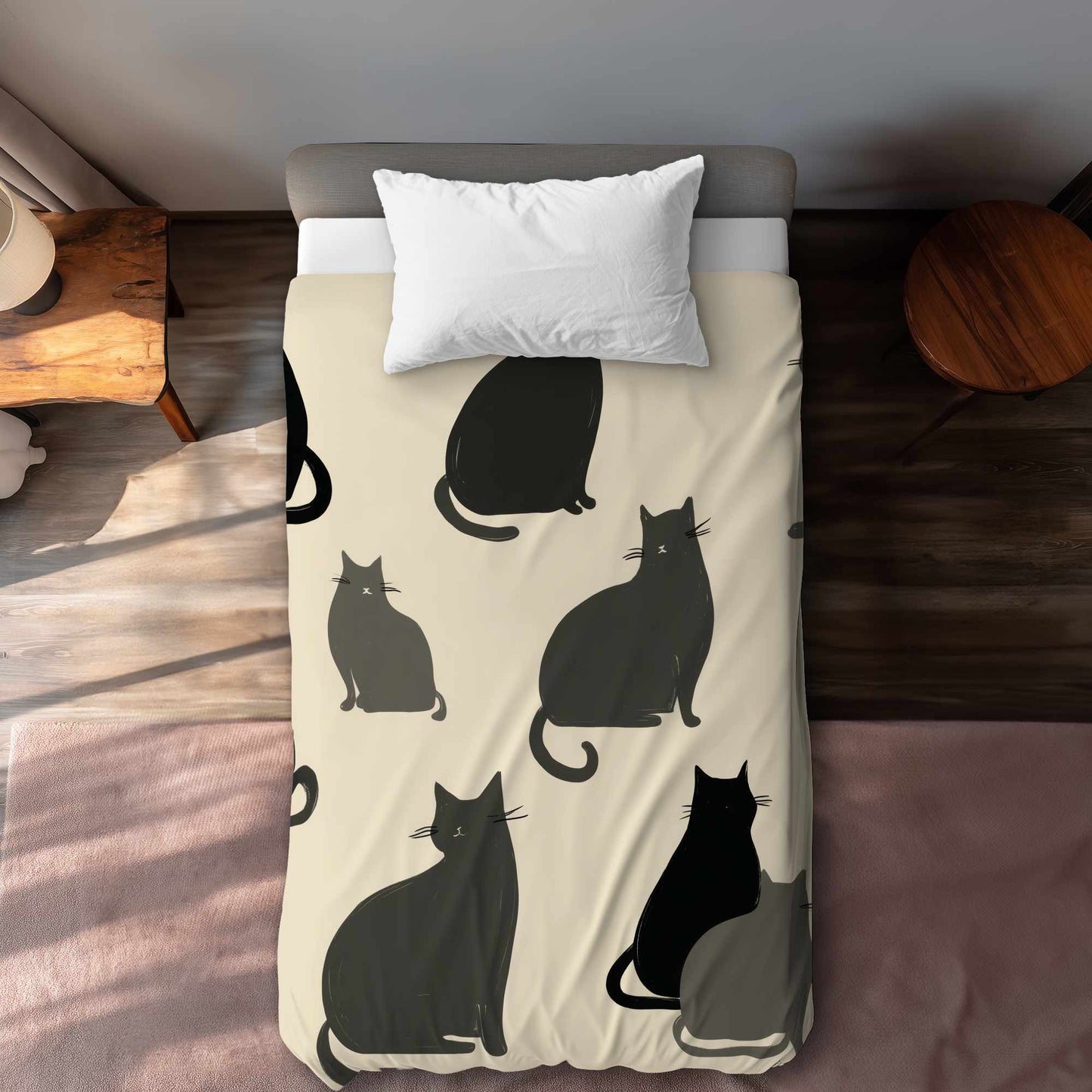 Housse de couette Rassemblement de chats silencieux | Décoration d'intérieur douillette