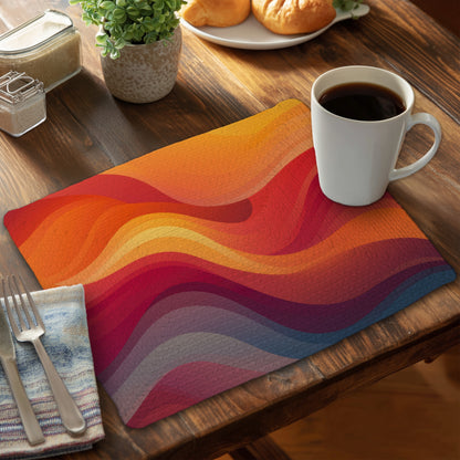 Sunlit Fog - Red Braided Polyester Placemat for Home Decor