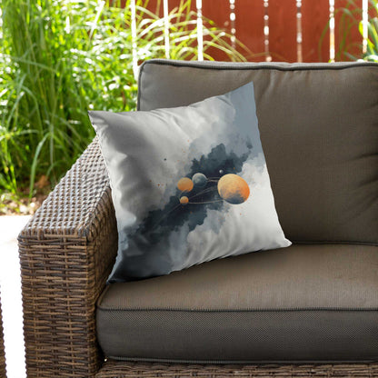 Circle of planets White poly twill throw pillow | Home decor