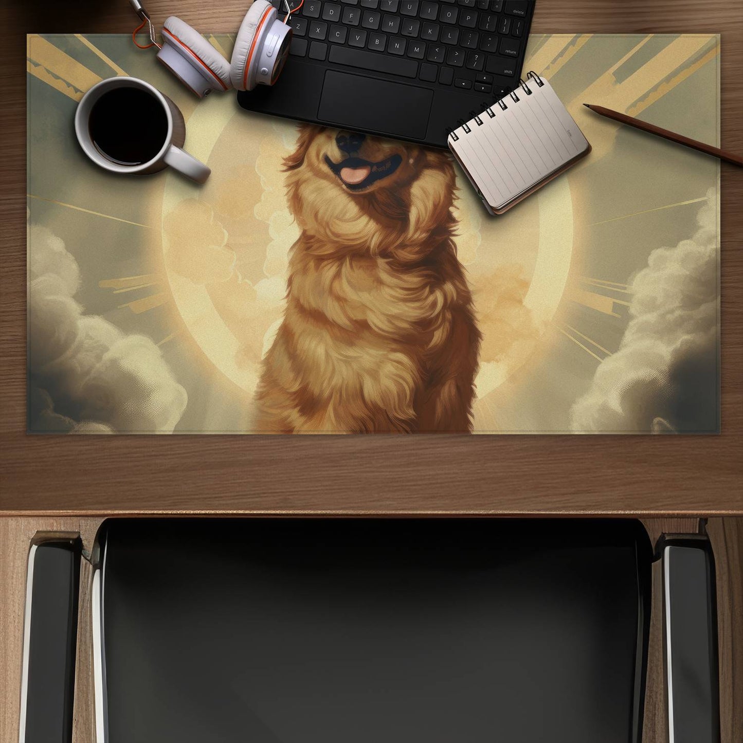 Man's Best Angel Brown Desk Mat | Stylish Home Decor