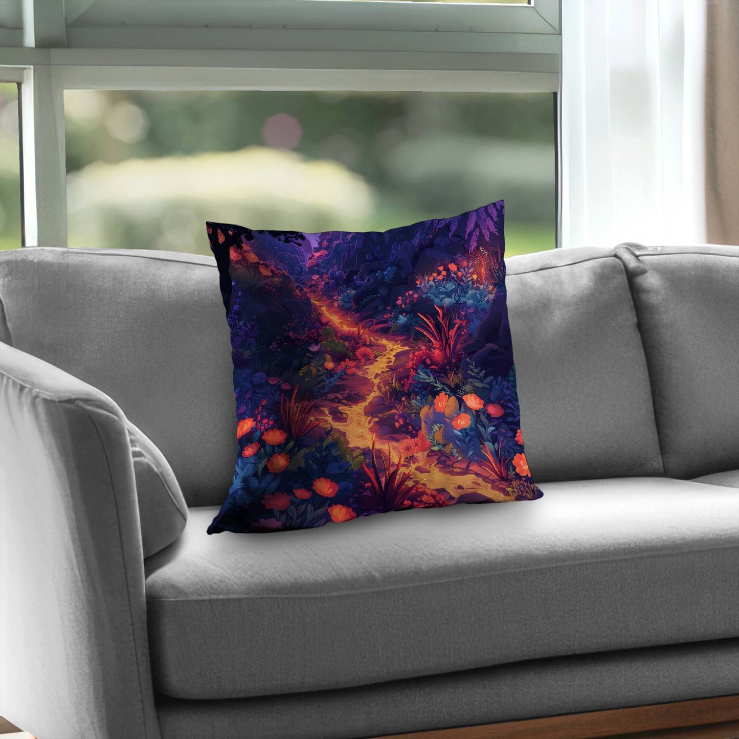 Burning flowers - Throw pillow - Print on demand