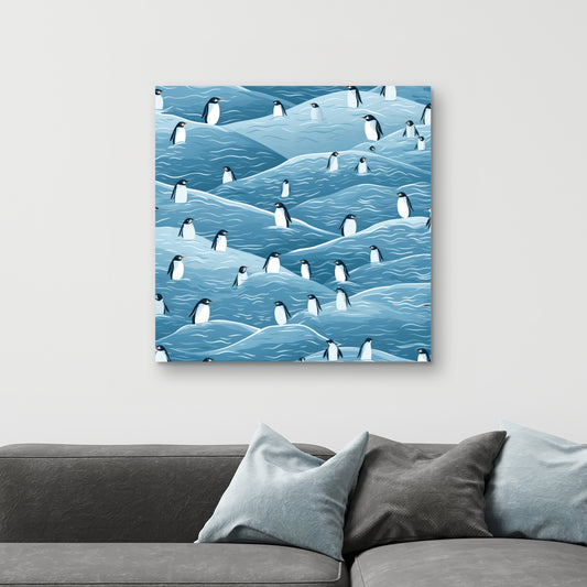Penguins Wandering - Black Canvas Art for Home Decor