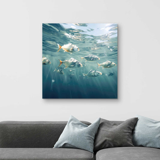Swimming Peacefully - White Canvas Home Decor | Tranquil Art