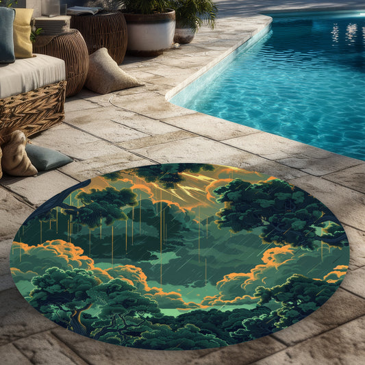 Tapis rond d'extérieur Drops | Accent de décoration élégant