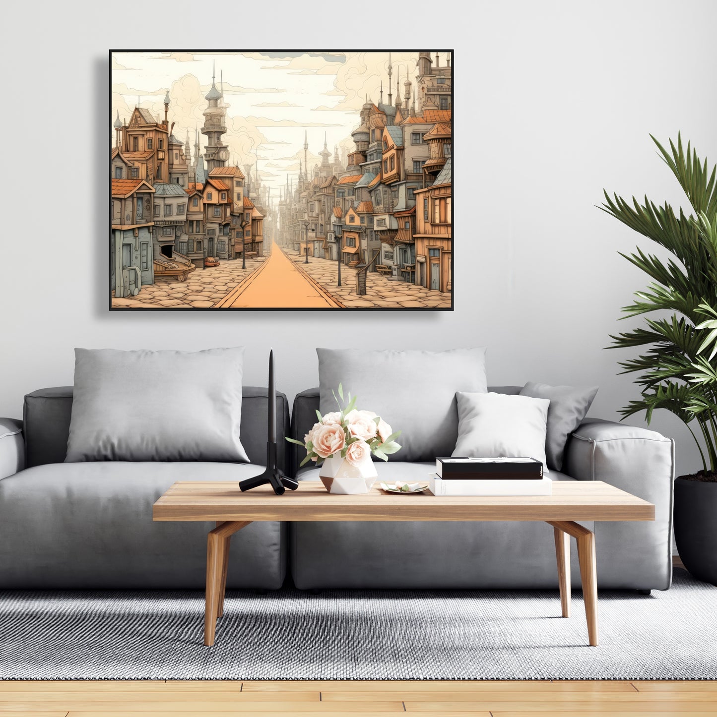 Doing well - Beige Framed Canvas for Elegant Home Decor
