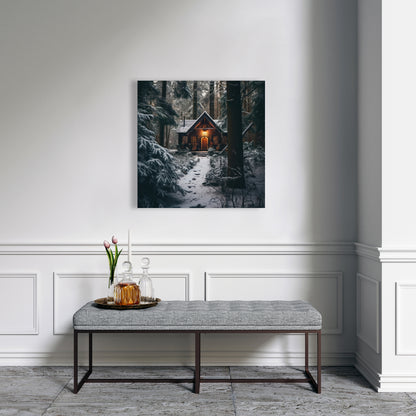 The Lone Cabin - Brown Canvas Home Decor Art Print