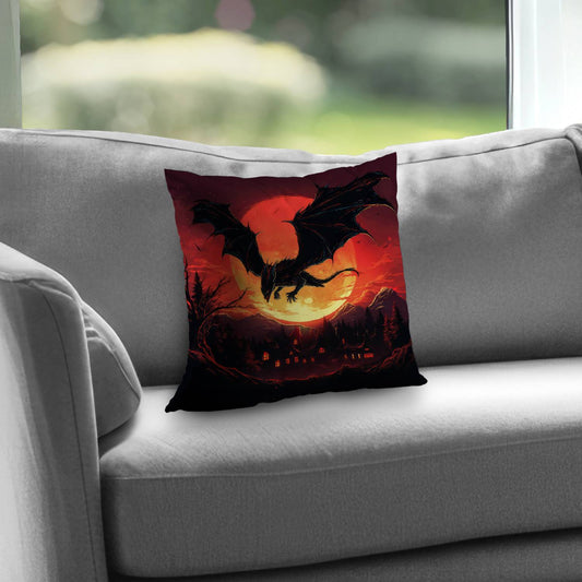 The dragon's wrath - Black poly twill throw pillow insert