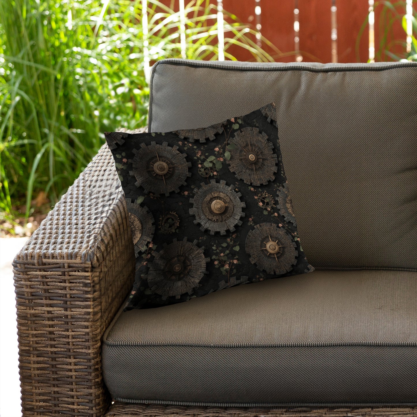 Cog Pattern Gray Poly Twill Throw Pillow Insert | Home Decor