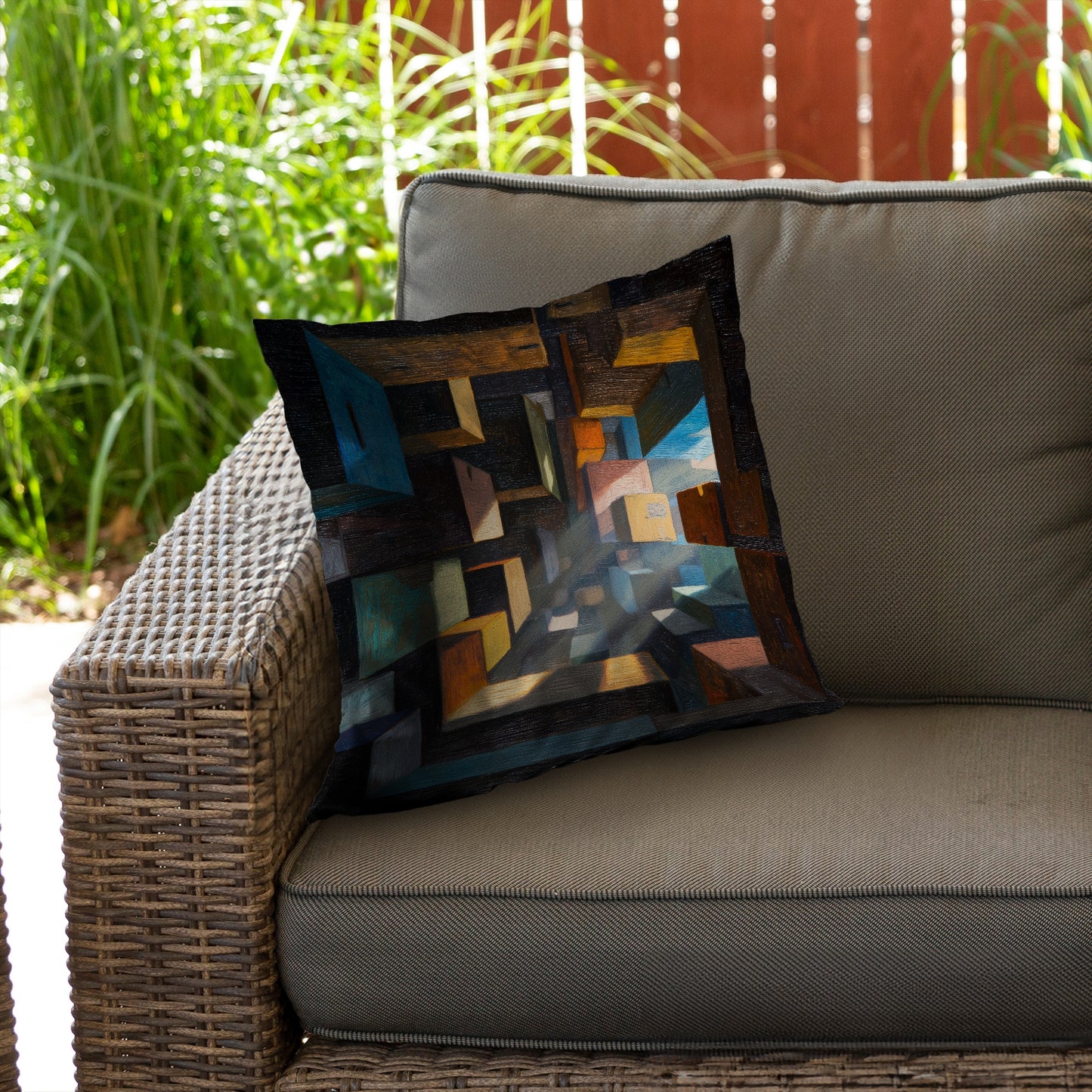 Boxed Up Poly Twill Throw Pillow - Stylish Home Decor Accent