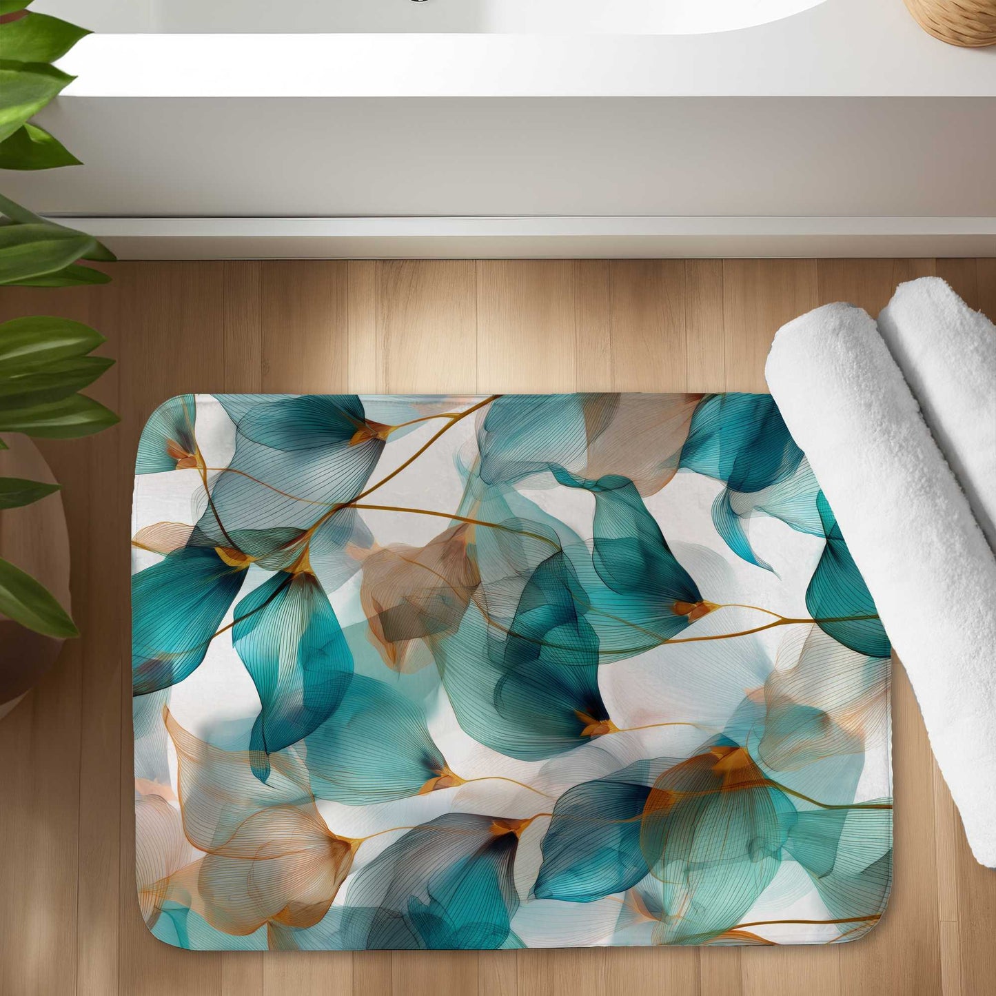 Teal and Brown Bath Mat | Stylish Home Decor Rug